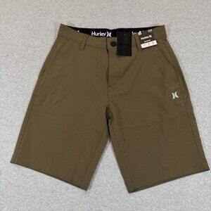 Hurley All Terrain Hybrid Walk Short Mens 28 Olive 4-Way Stretch Water Repel 10"